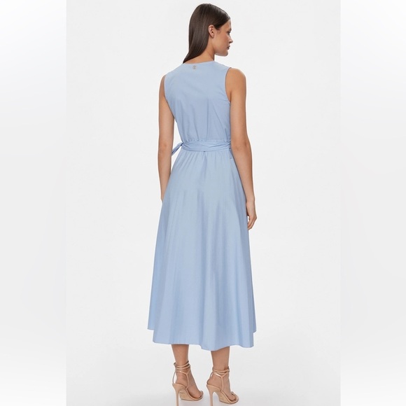 FRANCOMINA COTTON POPLIN WRAP MAXI DRESS SKY BLUE SIZE LARGE EUC MADE IN ITALY - Picture 2 of 12